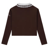 Teens Dark Brown PC Sweatshirt with White Ruffle Collar