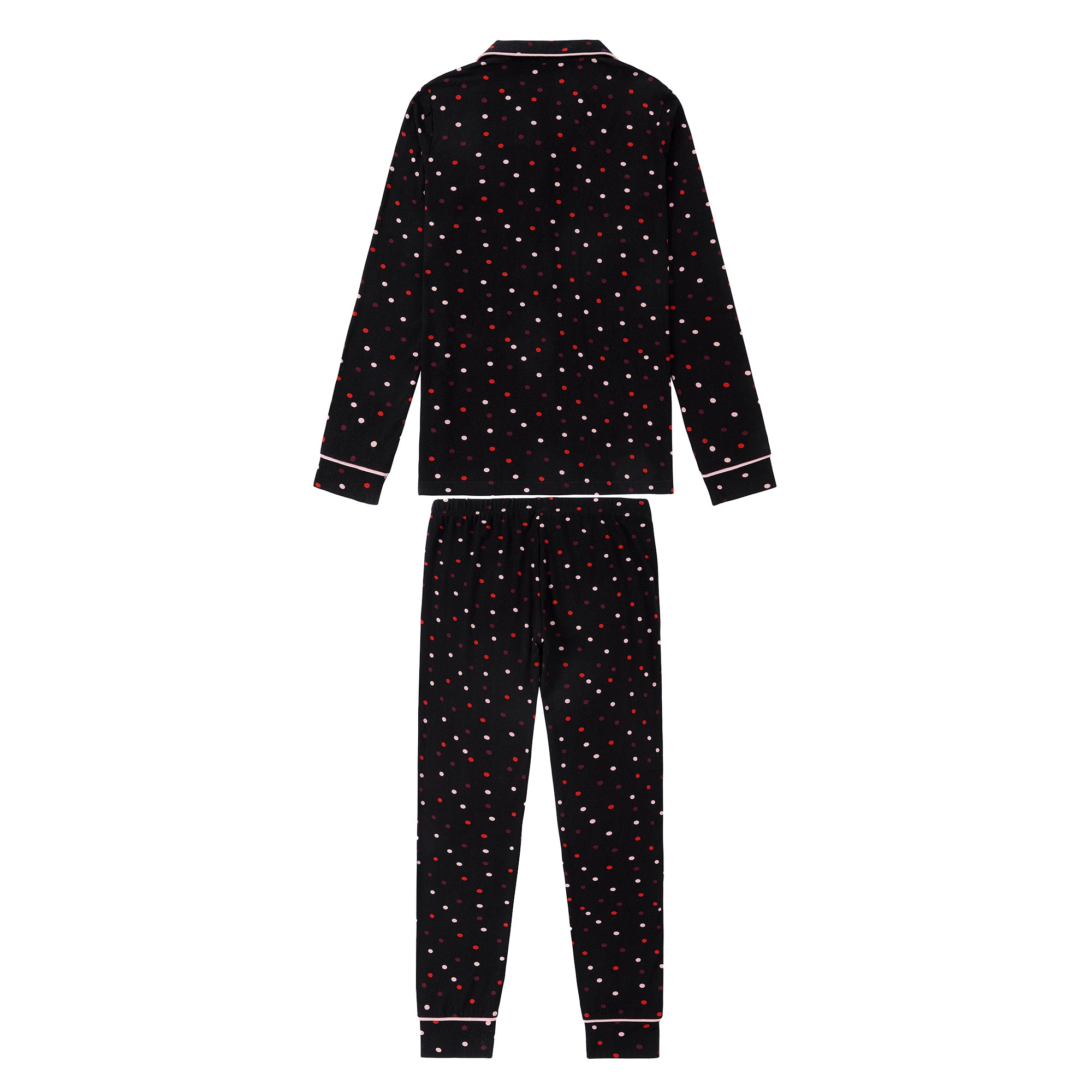 Teen Black Colorful Button Down Polka Dot Pajama