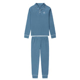 Teen Blue Collar Pajama With White Accents