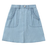 Light Denim Braided Pocket Skirt