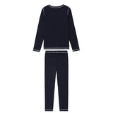Teen Navy V-Neck Pajama With White Accents