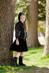 Black Raincoat with Red Accent