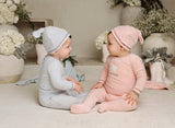 Baby Girls Light Pink Heart Velour Footsie