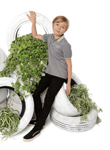 Boys Gray Polo with Yellow & White Trim