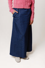 Dark Denim Folded Pocket Skirt