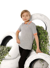 Boys Gray Polo with Orange Trim