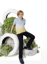 Boys Pastel Blue and Yellow Ombre Polo