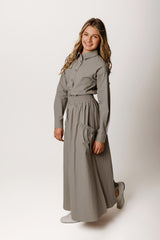 Olive Shirred Skirt