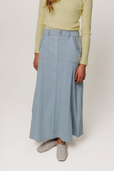 Light Denim Pocketed Skirt