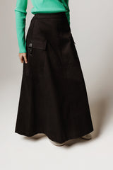 Black Cargo Pocket Skirt