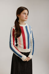 Color Block Open Knit Sweater