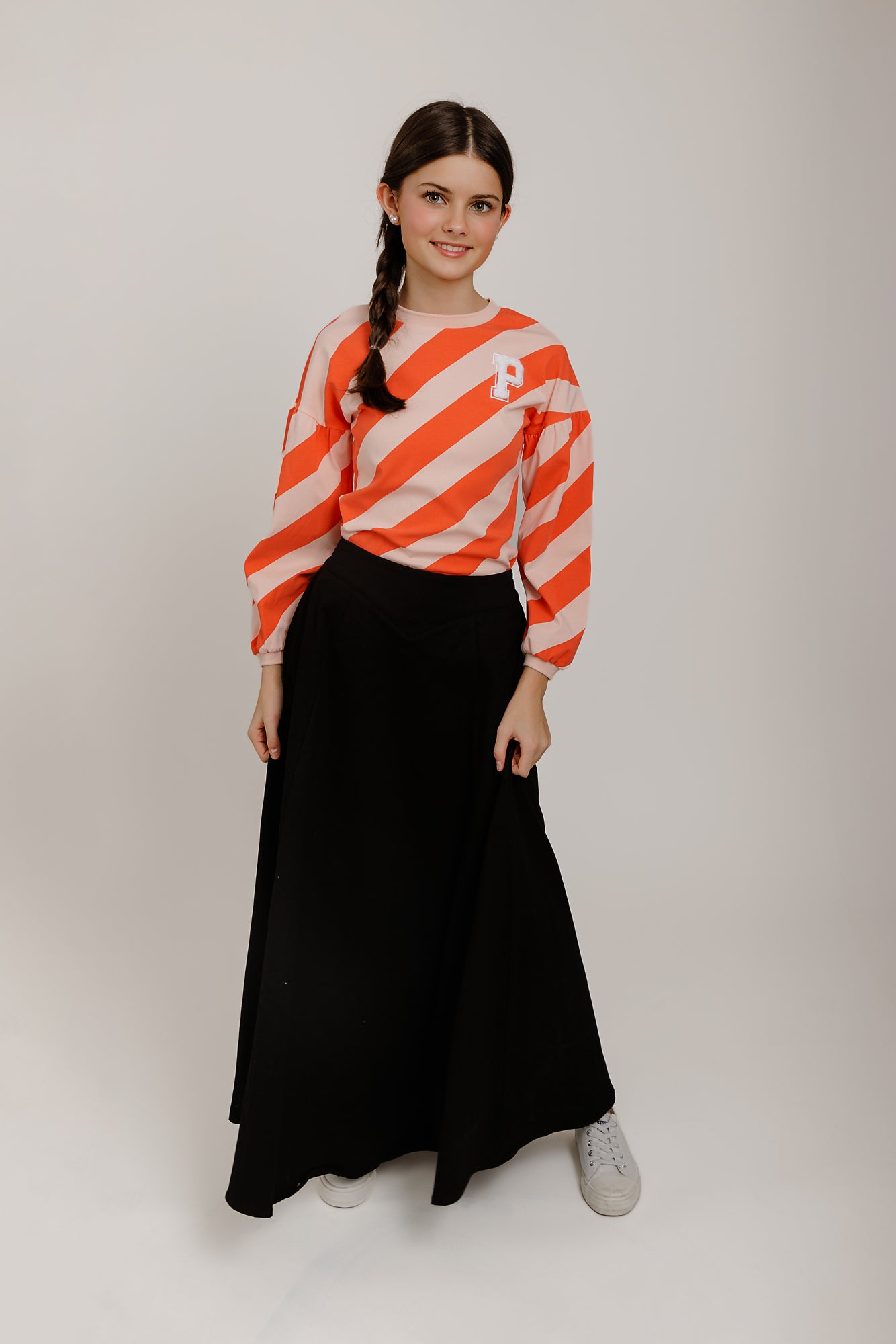 Orange Diagonal Striped Top