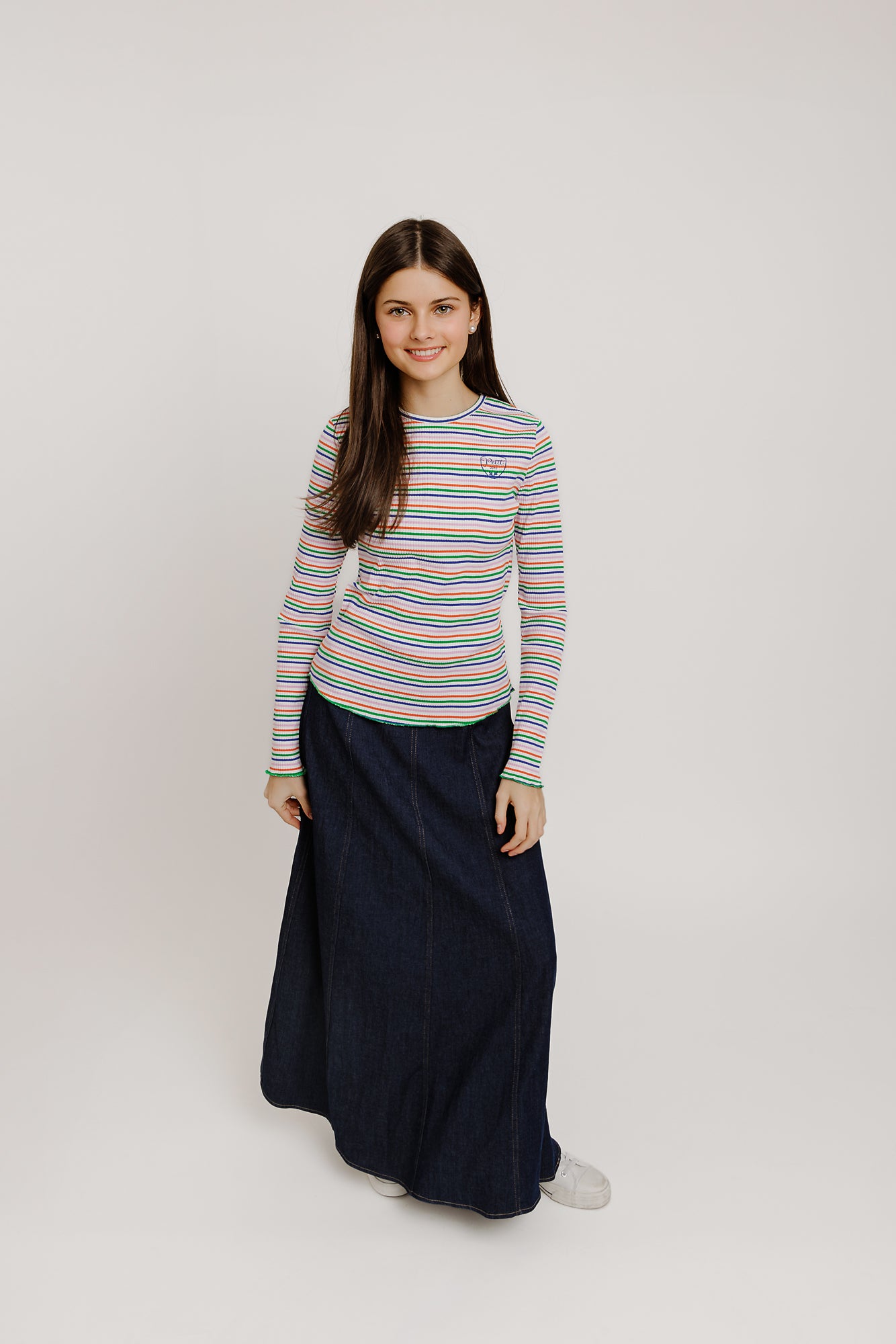 White & Colorful Striped T-Shirt