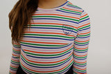 White & Colorful Striped T-Shirt