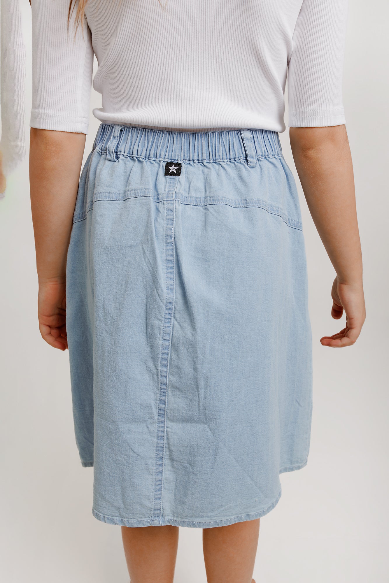 Light Denim Braided Pocket Skirt