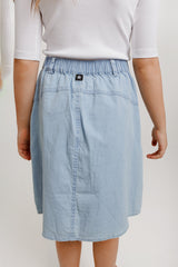 Light Denim Braided Pocket Skirt