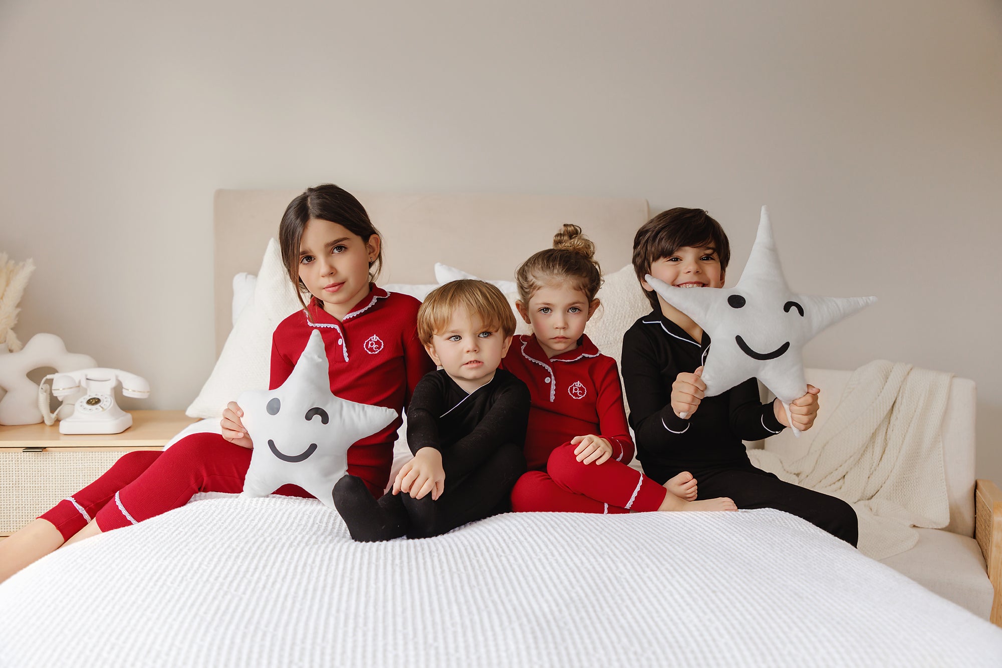 Red Collared Contrast Pajama