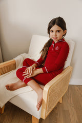 Red Collared Contrast Pajama