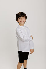 Mandarin Collar White Shirt