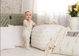 Pink Floral Striped Blanket