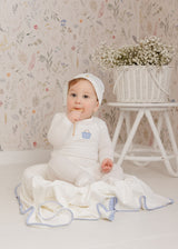 Ivory/ Blue Gingham Blanket