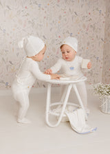 Ivory/ Blue Gingham Footie