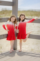 Red Hooded Terry Dress