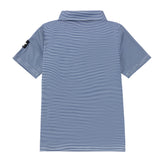 Navy Blue and White Micro Stripe Short Sleeve Polo