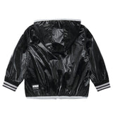 Black Raincoat with Red Accent