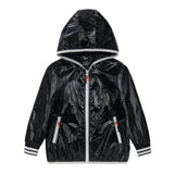 Black Raincoat With Grey and Red Accents