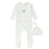 Ivory/ Blue Gingham Footie