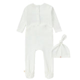 Ivory/ Blue Gingham Footie