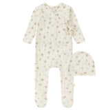 Pink Floral Striped Footie