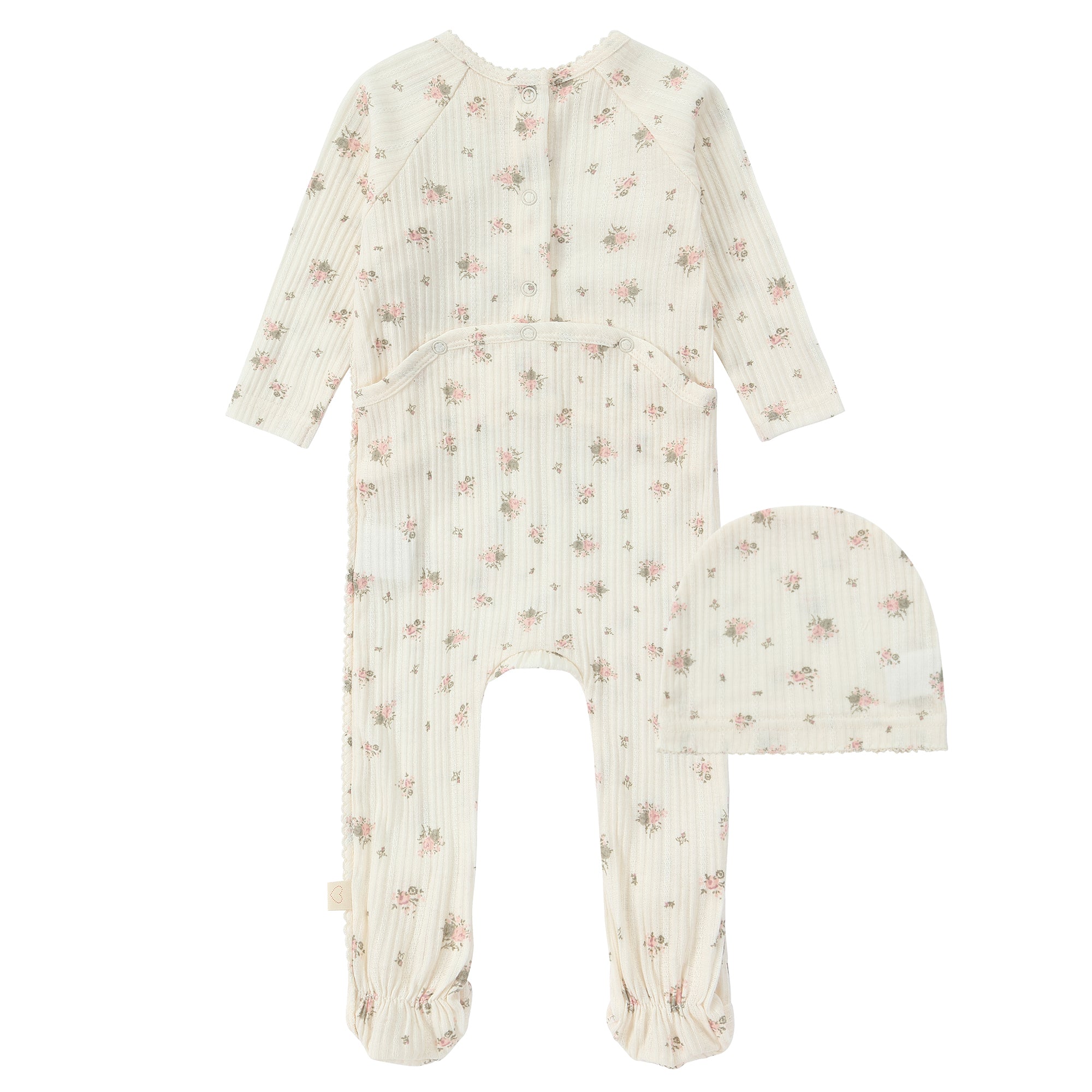 Pink Floral Striped Footie