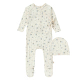 Blue Floral Striped Footie