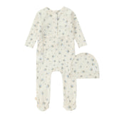 Blue Floral Striped Footie