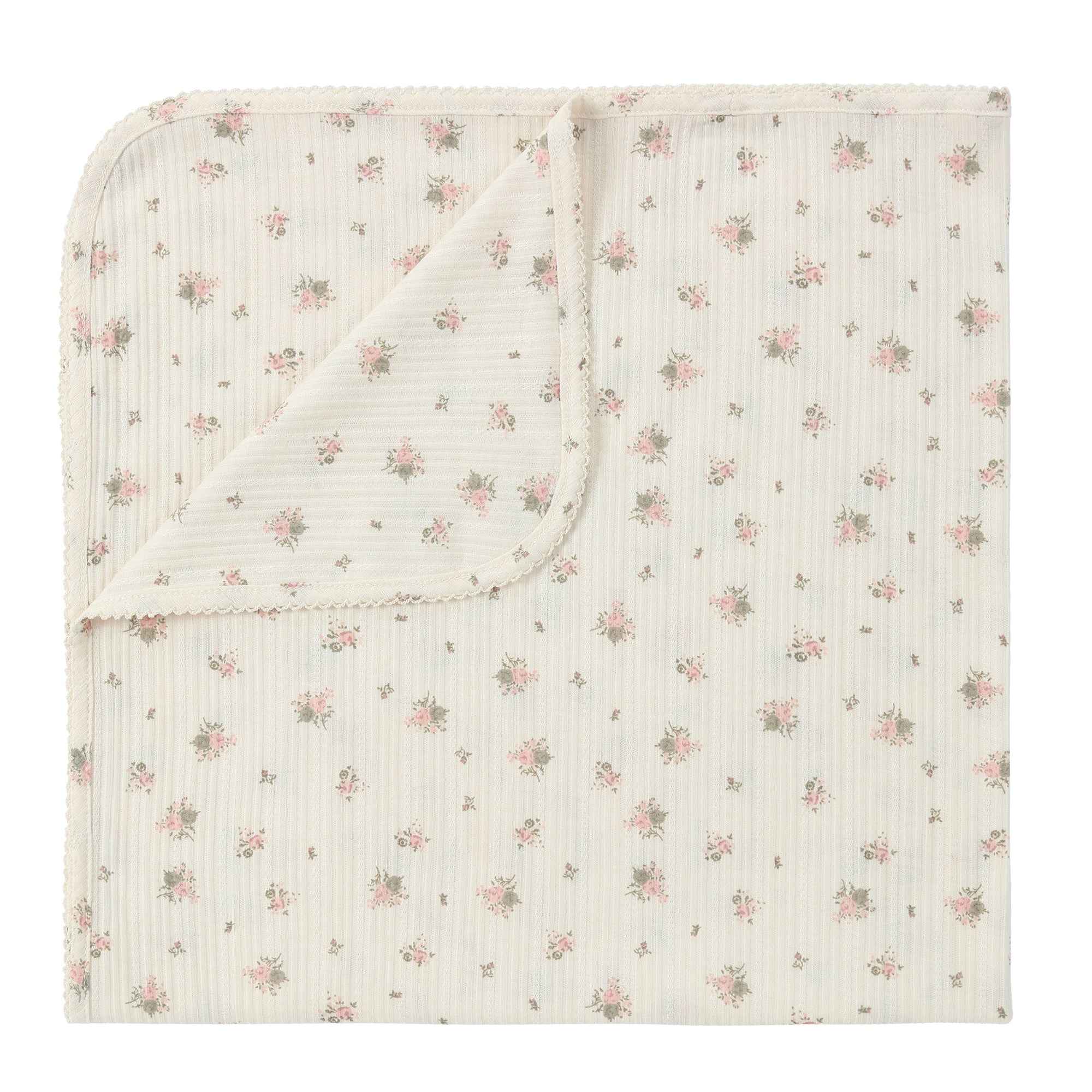 Pink Floral Striped Blanket