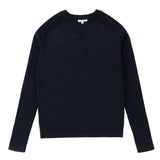 Navy V-Neck Sweater With Ribbed Raglan Sleeves