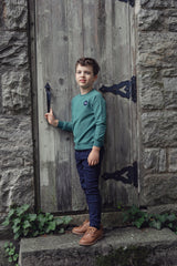 Boys Green Wash Sweatshirt with Racehorse