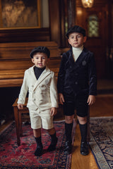 Boys Velvet Black Velvet Button Blazer