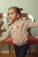 Girls Taupe Happy Sweatshirt
