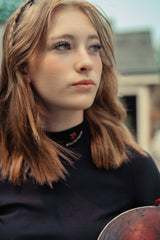 Girls Charcoal Cord MockNeck