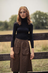 Teens Caramel Checkered Maxi Skirt