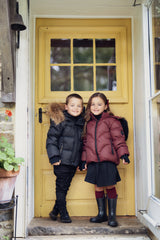 Girls Maroon & Black Winter Coat