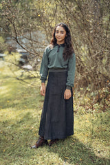 Teens Green Sweatshirt with Denim Collar