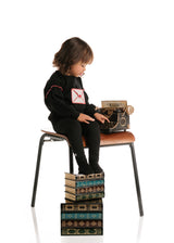 Black Ruffle Sweatshirt With Envelope Applique Detail