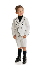 Ivory Double Breasted Blazer With Black Accents