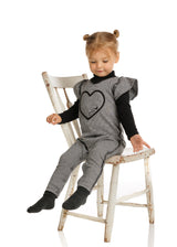 Black and White Striped Romper With Heart Detail
