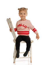 Pink Sweatshirt With Red Velvet "Hello" Detail