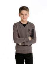 Grey Sweatshirt With Neck Detail